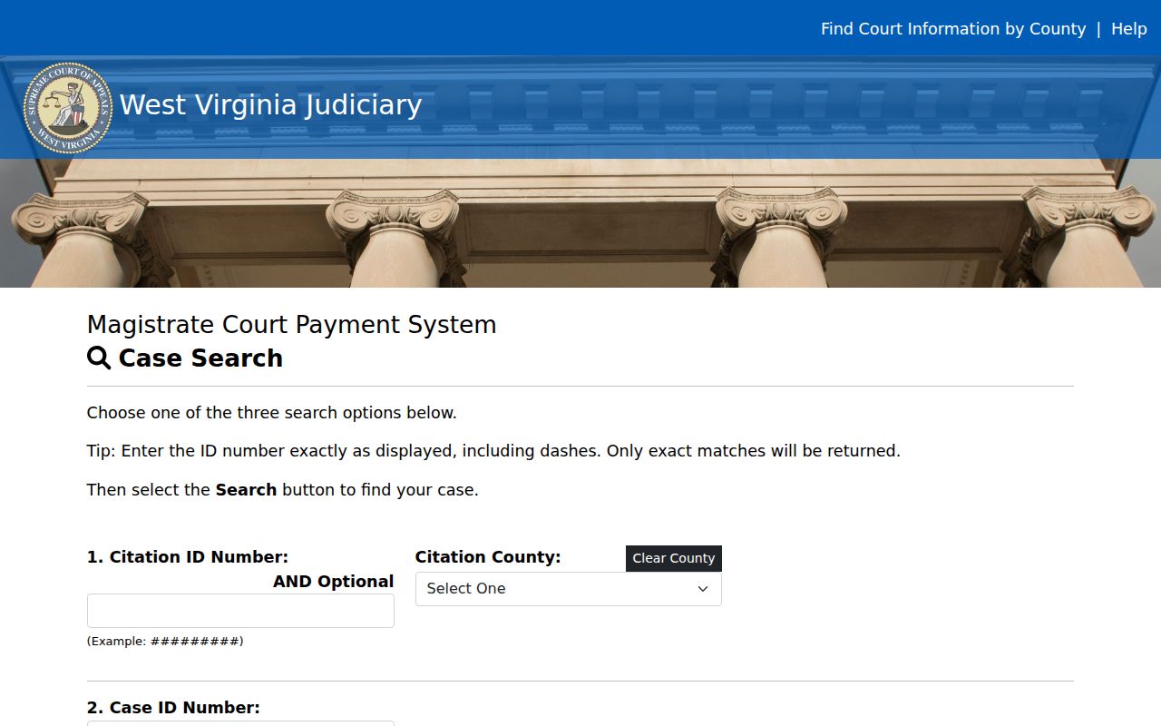 Berkeley County traffic court Magistrate Fine Payment fields